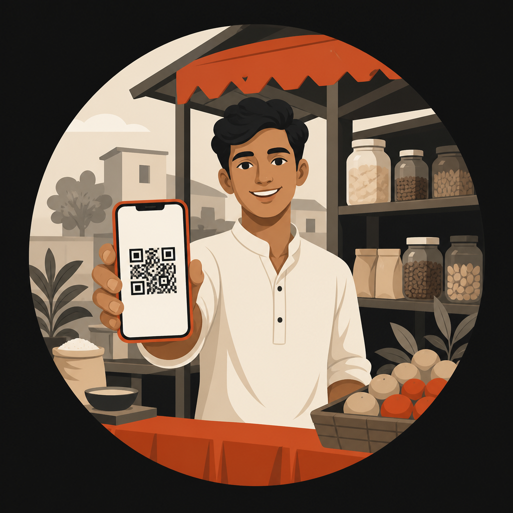 Seller showing a listing QR on their phone