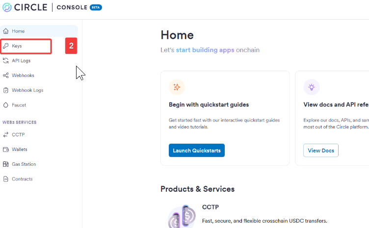 Step 2 - Navigate to API Keys