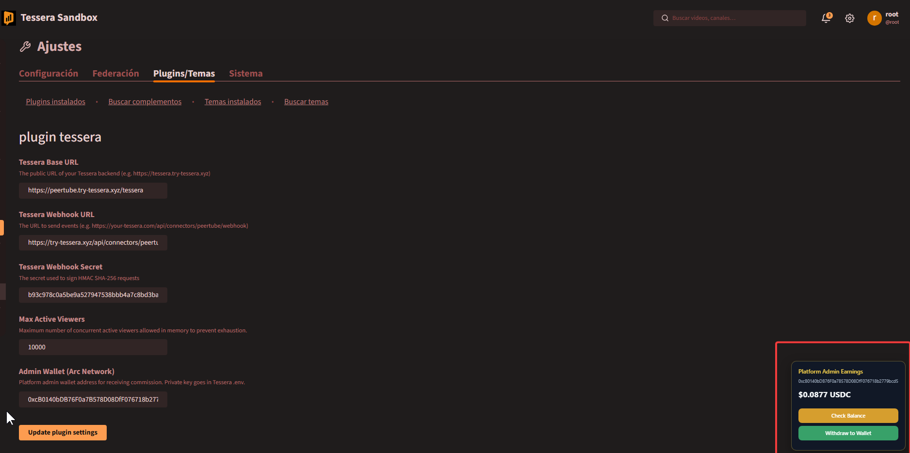Platform Admin Earnings Panel