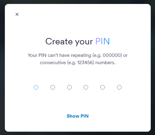 Step 2 - Create PIN